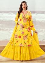 Muslin Yellow Party Wear Hand Work Readymade Salwaar Suit